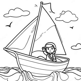 Link Sailing On A Colorful Boat Coloring Page 70274-56328