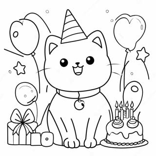 Cute Cat Birthday Party Coloring Page 70283-56333