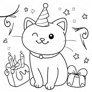 Cute Cat Birthday Party Coloring Page 70283-56334