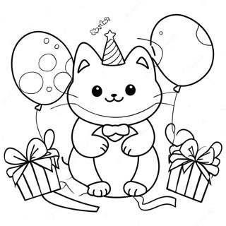 Cute Cat Birthday Party Coloring Page 70283-56336