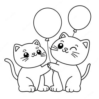 Playful Kittens With Balloons Coloring Page 70284-56337