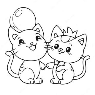 Playful Kittens With Balloons Coloring Page 70284-56338