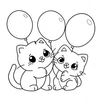 Playful Kittens With Balloons Coloring Page 70284-56340