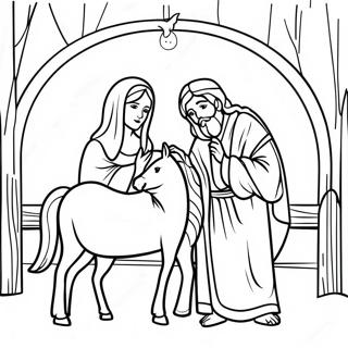 Mary And Joseph In A Cozy Stable Coloring Page 70294-56342