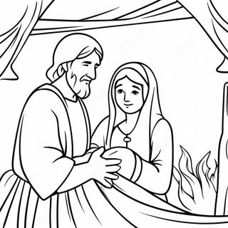 Mary And Joseph In A Cozy Stable Coloring Page 70294-56343