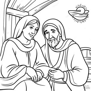 Mary And Joseph In A Cozy Stable Coloring Page 70294-56344