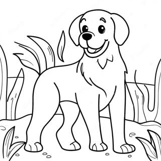 Playful Golden Retriever Coloring Page 702-558