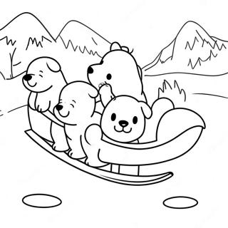 Cute Dog Sledding Puppies Coloring Page 70364-56401