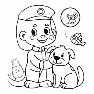 Cute Vet With Animals Coloring Page 7037-5722