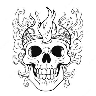 Flaming Skull Coloring Pages