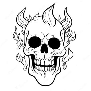 Eerie Flaming Skull Coloring Page 70404-56431