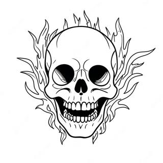 Eerie Flaming Skull Coloring Page 70404-56432