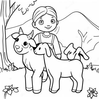 Heidi With Goats Coloring Page 70484-56498