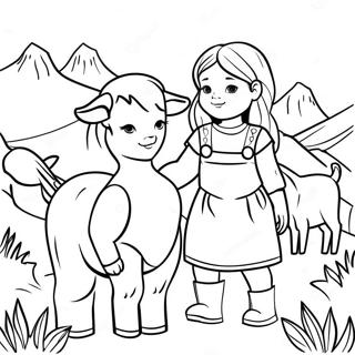 Heidi With Goats Coloring Page 70484-56499