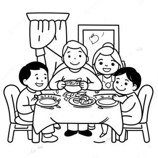 Happy Family Sharing A Meal Coloring Page 70544-56537