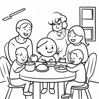 Happy Family Sharing A Meal Coloring Page 70544-56538