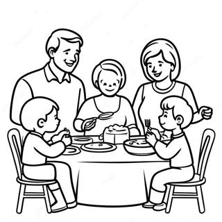 Happy Family Sharing A Meal Coloring Page 70544-56540