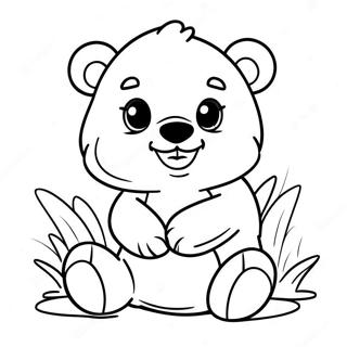 Cute Baby Bear Playing Coloring Page 7057-5742