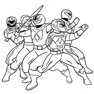 Mighty Morphin Power Ranger Action Scene Coloring Page 70684-56649