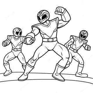 Mighty Morphin Power Ranger Action Scene Coloring Page 70684-56651