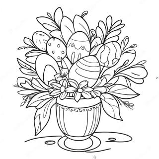 Elegant Easter Floral Arrangement Coloring Page 70734-56696