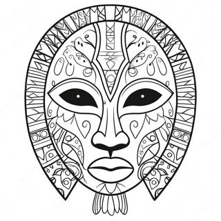 African Mask Coloring Page 70743-56691