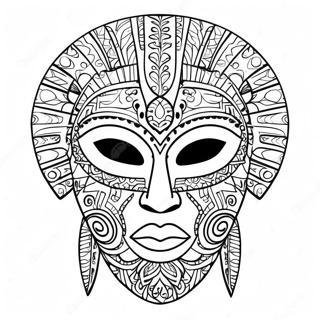 Colorful Tribal African Mask Coloring Page 70744-56704