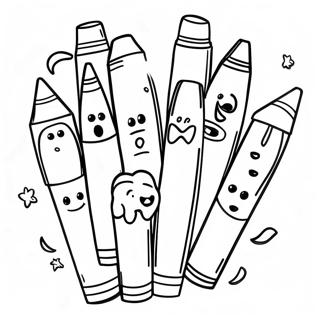 Colorful Crayon Characters Coloring Page 7077-5753