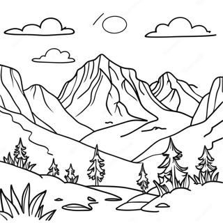 Beautiful Mountain Landscape Coloring Page 70784-56736