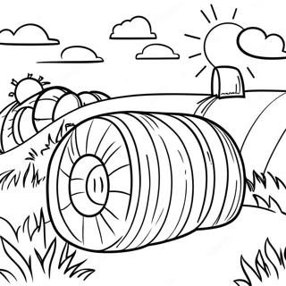 Hay Bales In A Sunny Field Coloring Page 70793-56731