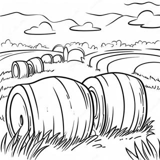 Hay Bales In A Sunny Field Coloring Page 70793-56732