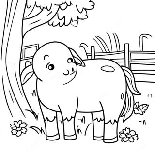 Cute Farm Animals Around Hay Coloring Page 70794-56744