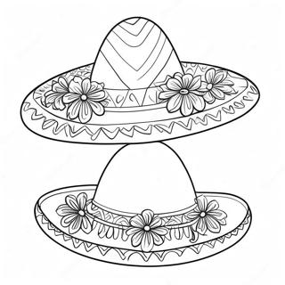 Colorful Sombrero With Flowers Coloring Page 70844-56781