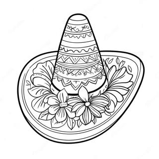 Colorful Sombrero With Flowers Coloring Page 70844-56782