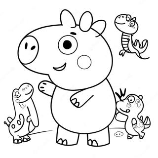 Peppa Pig With Colorful Dinosaurs Coloring Page 70914-56839