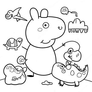 Peppa Pig With Colorful Dinosaurs Coloring Page 70914-56840