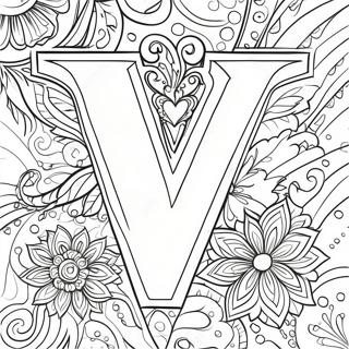 Vibrant Letter V Coloring Page 7097-5774