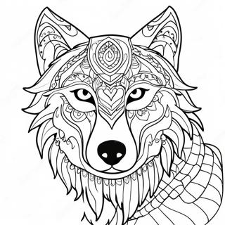 Majestic Wolf Spirit Animal Coloring Page 71034-56927