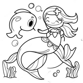 Mermaid Dolphin Swimming Together Coloring Page 71053-56941