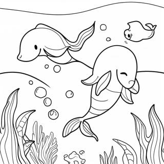 Mermaid Dolphin Swimming Together Coloring Page 71053-56943