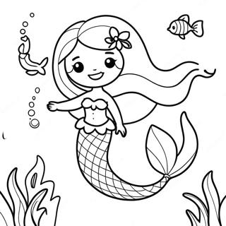 Colorful Mermaid With Dolphin Coloring Page 71054-56945