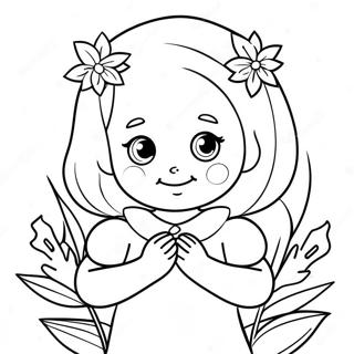 Cute Abigail With Flowers Coloring Page 71074-56961