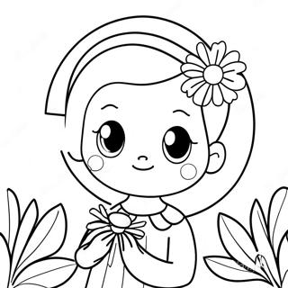 Cute Abigail With Flowers Coloring Page 71074-56962