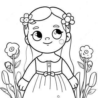 Cute Abigail With Flowers Coloring Page 71074-56963