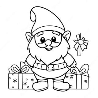 Cheerful Christmas Gnome With Presents Coloring Page 7107-5781