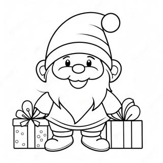 Cheerful Christmas Gnome With Presents Coloring Page 7107-5782