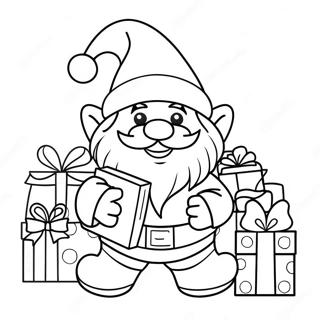 Cheerful Christmas Gnome With Presents Coloring Page 7107-5783