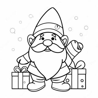 Cheerful Christmas Gnome With Presents Coloring Page 7107-5784