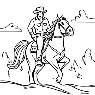 Cowboy Riding Horse Coloring Page 71114-56993