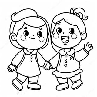 Rhyming Coloring Page Of Happy Children 71164-57033